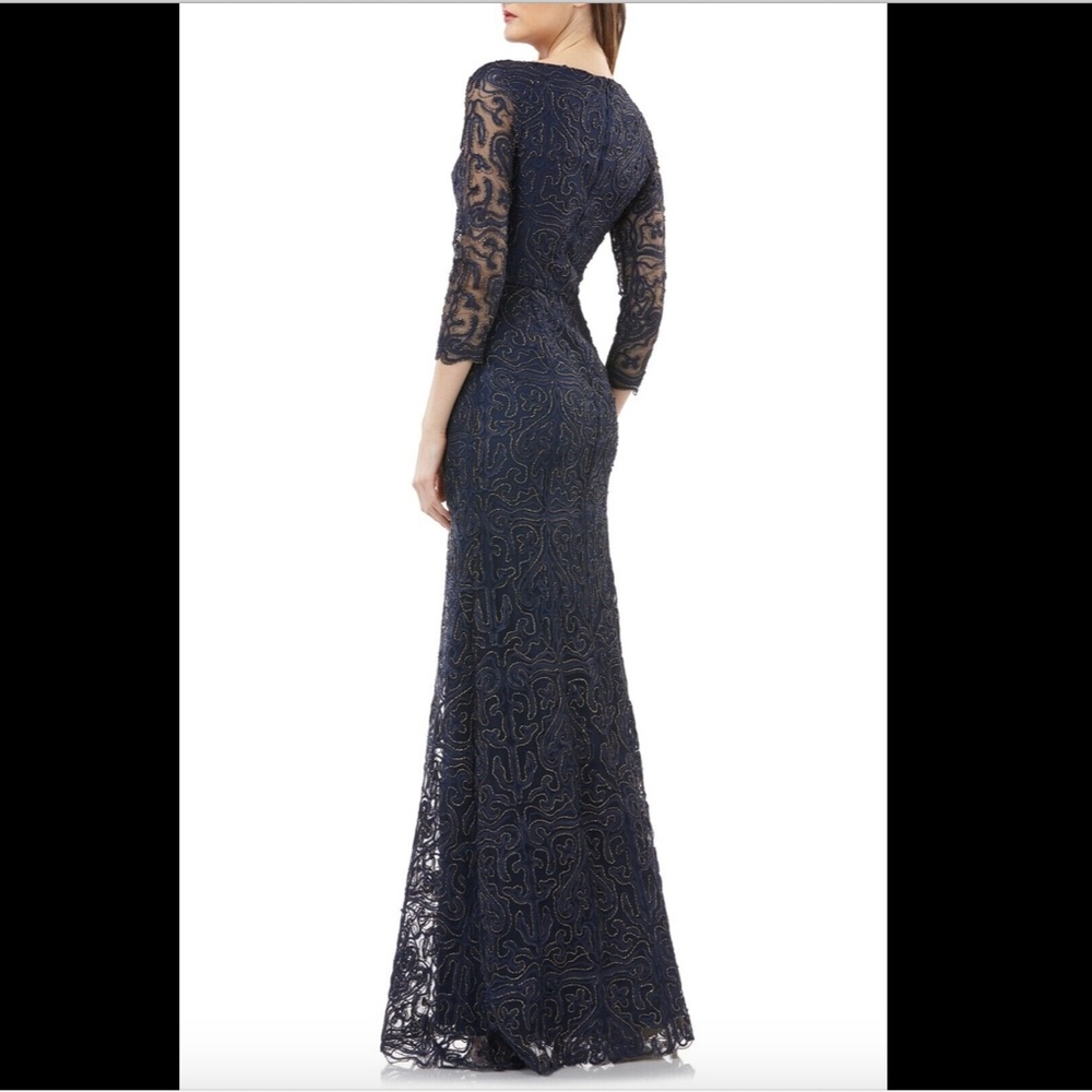 New Js Collections Metallic Soutache Evening Gown - image 2